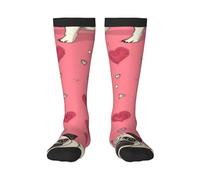 FSCEV Calze da adulto con carlino dei cartoni animati, per sport, corsa, polpaccio, passeggiate, attività di viaggio, uso quotidiano, 2 Nero-1, Taglia unica