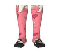 FSCEV Calze da adulto con carlino dei cartoni animati, per sport, corsa, polpaccio, passeggiate, attività di viaggio, uso quotidiano, 1 nero, Taglia unica