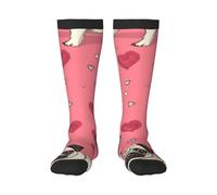 FSCEV Calze da adulto con carlino dei cartoni animati, per sport, corsa, polpaccio, passeggiate, attività di viaggio, uso quotidiano, 3 nero, Taglia unica