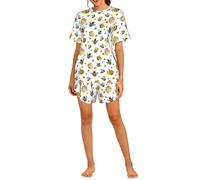 FSCEV Cartoon Bee Pattern Donne Maniche Corte Pigiama Set Cool Summer Essentials, Nero , S