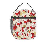 FSCEV Christmas Cartoon Babbo Natale Lunchbag Handheld Insulated Picnic Bag Work Bag Cool or Warm Fresh-Keeping Bag