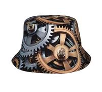 FSCEV Cool Steampunk Gears Cappello alla pescatora carino spiaggia tesa larga cappello da sole pesca escursionismo spiaggia giardino per uomini e donne nero