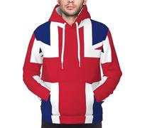 FSCEV Felpa con cappuccio da uomo con bandiera del Regno Unito, per il tempo libero, abbigliamento sportivo, felpa calda per primavera, autunno e inverno, Nero , M