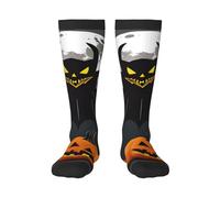 FSCEV Halloween Luna Pipistrello Zucca Calze Adulto Sport Corsa Vitello Calzini Camminare Attività di Viaggio Abbigliamento quotidiano, 2 Nero-1, Taglia unica
