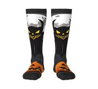 FSCEV Halloween Luna Pipistrello Zucca Calze Adulto Sport Corsa Vitello Calzini Camminare Attività di Viaggio Abbigliamento quotidiano, 3 nero, Taglia unica