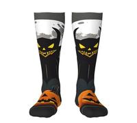 FSCEV Halloween Luna Pipistrello Zucca Calze Adulto Sport Corsa Vitello Calzini Camminare Attività di Viaggio Abbigliamento quotidiano, 2 Nero-2, Taglia unica