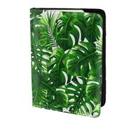 FSCEV Monstera Deliciosa - Custodia per passaporto con palma a banana e blocco per passaporto, accessori da viaggio, in pelle