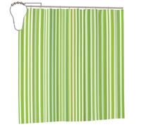 FSCEV Tenda da doccia classica a righe verdi, 183 x 183 cm, per vasca da bagno, protegge la privacy, tenda da doccia lunga