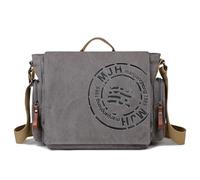 FSD.WG Borsa a tracolla da uomo in tela, borsa a tracolla da viaggio per laptop da 13,5 pollici, grande, grigio., L, Resistente ai