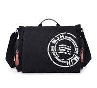 FSD.WG Borsa a tracolla per uomo in tela, borsa a tracolla da viaggio da 13,3 pollici per computer portatile, nero, Large