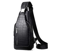 FSD.WG Zaino a tracolla da uomo, borsa a tracolla, borsa da viaggio, resistente all'acqua, Nero 0038, L, Zaini Sling