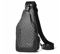 FSD WG - Zaino a tracolla per uomo - Borsa da petto, a tracolla, a spalla, da viaggio, da escursionismo, con portafogli, resistente all'acqua, Nero , L