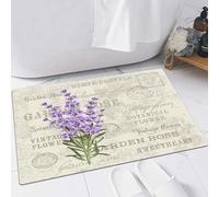 FSDGY Tappeto Bagno,Tappetino Antiscivolo per Il Bagno,Soffice Tappeto da Bagno in Microfibra,Assorbente,L'elegante biglietto color lavanda. Etichetta con fiori di lavanda.,40x60 cm