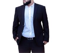 FSDIYU Abiti da Uomo, 2 Pezzi Formale Business Classico Tinta Unita Oversize Smoking Vestito, per Banchetti di Nozze Balli di fine Anno Festa Taglie Forti Uomo Vestito Largo, 225/68/10XL,Navy Blue