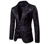 FSFA - Giacca da uomo in stile tribunale, sottile, con bottone, con un costume sottile, elegante, con tasche, Nero , L
