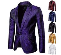 FSFA - Giacca da uomo in stile tribunale, sottile, con bottone, con un costume sottile, elegante, con tasche, A-viola., XXXL