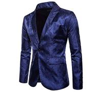 FSFA - Giacca da uomo in stile tribunale, sottile, con bottone, con un costume sottile, elegante, con tasche, Marino, L