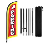 FSFLAG Bandiera con piuma di parcheggio con asta per bandiera e picchetto da terra, 2,7 m, bandiera senza vento, per pubblicità all'aperto