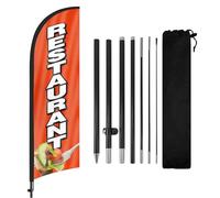 FSFLAG Bandiera piuma ristorante con asta per bandiera e picchetto da terra, 8,2 m bandiera senza vento per ristorante cartello banner business per pubblicità all'aperto