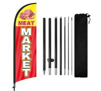 Fsflag Kit di aste da 2,5 m con piume, con picchetto, adatto per mercati della carne, negozi e supermercati