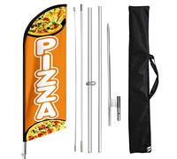 FSFLAG - Kit per bandiere per pizza e paletti senza vento, 3,5 m, bandiera della pizza, bandiera pubblicitaria con bandiera e palo…