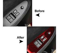 FSFYUK 2 pezzi Pannello interruttore alzacristalli Coperture decorative laterali, Interruttore alzacristalli in fibra di carbonio Set adesivi interni rossi Guida a sinistra per 370Z 2009-2020