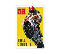 fsgfod Poster su tela con Marco Simoncelli MotoGP per camera da letto, decorazione per ufficio, camera da letto, regalo, 30 x 45 cm