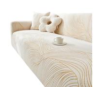 FSHFjje Copridivano Elastico Avorio con Linee minimaliste, copridivano Stretch per divani angolari e a Due posti, 235-300 cm,Bianca,1 Seater