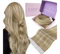 Fshine Biadesive Extension Capelli 55 cm 50 g 20 pcs Invisibili Biondo Cenere Scuro Con Highlighted Del Biondo Dorato - Remy Adesive Capelli Umani Lisci Sposa 16P22