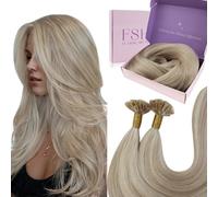 Fshine Capelli Cheratina Extension 50g 40CM Keratin Human Hair Lisci Brazilian Colore 18 Biondo Cenere Highlight 613 Candeggina Bionda 1g/ciocca