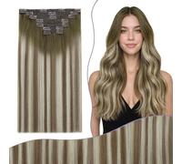 Fshine Capelli Veri Clip Extension Capelli 16 Pollici 7 Pezzi 135G Castano Scuro A Castano Cenere Con Highlight Del Biondo Medio Extension Lisce Clip Extension Clip Capelli Umani Veri 3/8/22