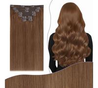 Fshine Clip in Estensioni Capelli Dritti 7 Pezzi Veri Extension Lisci Capelli Marrone Rossastro Extension Brasiliano 22 Pollici 150G Capelli Umani Full Head Double Weft Extension Clip in Human 330