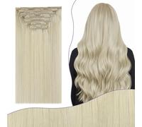 Fshine Clip in Estensioni Capelli Dritti Dei Capelli Umani Reale Estensioni 22 Pollici Veri Capelli Biondi Platino 150G Lisci Capelli Lisci Extension 7 Pezzi Double Weft Clip in Hair Extension 1000