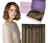 fshine, Clip in Estensioni Dei Capelli Castagno Marrone H Miele Bionda 12 Pollice Remy Umani Spessi Straight Per Le Donne 80g 7pcs