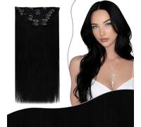 Fshine Dei Capelli Umani Reale Lisci Capelli Extension Clip in Capelli Veri 18 Pollici 7 Pezzi Nero Lisci Capelli 135G Extension Lisce Clip Double Weft Clip In Hair Extensions 1