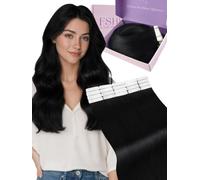 Fshine Extension Capelli 55 cm 50 g Nero Corvino Extension Biadesive Capelli Veri Tape Umani 20 pcs Extensions Veri Biadesivo Lisci Human Hair Matrimonio Colore 1