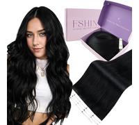 Fshine Extension Capelli Veri Biadesive Remy Nero Jet Capelli 50 cm Adesive Extension Neri Extensions Adesive Lisci Biadesivo 50 g 20 pcs Matrimonio Umani Estensioni 1