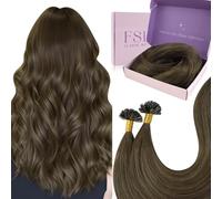 Fshine Extension Capelli Veri Cheratina 35 cm 50 g Extension Cheratina Capelli Veri Lisci Umani Balayage Da Marrone Scuro A Castano 1g/ciocca Estensione Keratin Matrimonio Colore 2 6 2
