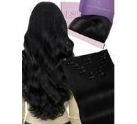 Fshine Extension Capelli Veri Clip 120 g Capelli Lisci Umani Lunghi Extension 55 CM 7Pezzi Full Head Capelli Nero Naturale Double Weft Extension Clip Capelli Veri 1B