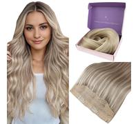 Fshine Extension Capelli Veri Filo Invisibile Highlight Biondo Cenere Con Biondo Candido Extension Capelli Remy Filo 35cm 70g Hair Extensions Wire #18P613