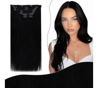 Fshine Extension Clip in Capelli Veri 22 Pollici 7 Pezzi Nero Lisci Capelli Dei Capelli Umani Reale Lisci Capelli 150G Extension Lisce Clip Double Weft Clip In Hair Extensions 1