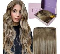 Fshine Extension Cucite Capelli Veri Balayage Marrone A Biondo Platino Tessitura Capelli Umani Veri 50cm 60g Ultra Sottile Matasse Capelli Veri Tessitura #6/60/6