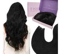 Fshine Extension per capelli Remy, 56 cm, 100 g, colore 1 nero jet, realizzate a mano per risultati di qualità da salone, perfette per l'uso quotidiano per le donne