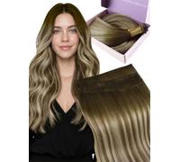 Fshine Extension Tessitura Capelli Veri 60g 50cm Highlight Biondo Cenere | Geniale Weft, Peso Distribuito Lungo La Fascia Sottile, Capelli Veri dalla Texture Morbida, Look Più Folto, Per Principianti