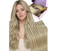 Fshine Extension Tessitura Capelli Veri 60g 50cm Highlight Biondo Cenere | Geniale Weft, Peso Distribuito Lungo La Fascia Sottile, Capelli Veri dalla Texture Morbida, Look Più Folto, Per Principianti