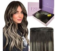 fshine Geniale Tessitura Ultra Sottile Capelli Tessitura Extension Bundle Aggiornato Remy Capelli 50g 35cm Balayage Marrone Scuro Highlights Platino Bionda Leggeri Estensioni Matassa Lisci Extension