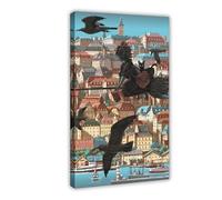 fshsxver Miyazaki - Poster su tela con scritta "Es Ist Ein Glockenturm!", decorazione per camera da letto, ufficio, camera da letto, regalo, 20 x 30 cm