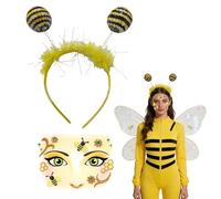 fshxj Costume da api da donna, set da 2 pezzi, con fascia per capelli d'api, con puntine, tatuaggio per il viso, riutilizzabile per adulti e bambini, carnevale, Halloween