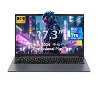 Fsjun Office 2024/Win 11 Pro: laptop da 17,3 pollici, Celeron N150 fino a 3,6 GHz, display IPS 2K, 16 GB di RAM, SSD NVMe da 960 GB, tastiera illuminata, grande batteria, HDMI, USB 3.0, Type-C, WLAN