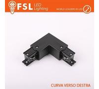 FSL Connettore Forma L destra per Binario Trifase - Colore NERO - FLT4-BLR